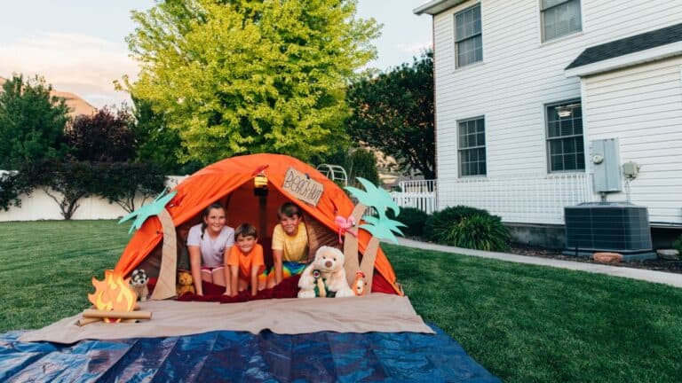 staycation kids backyard camping at home